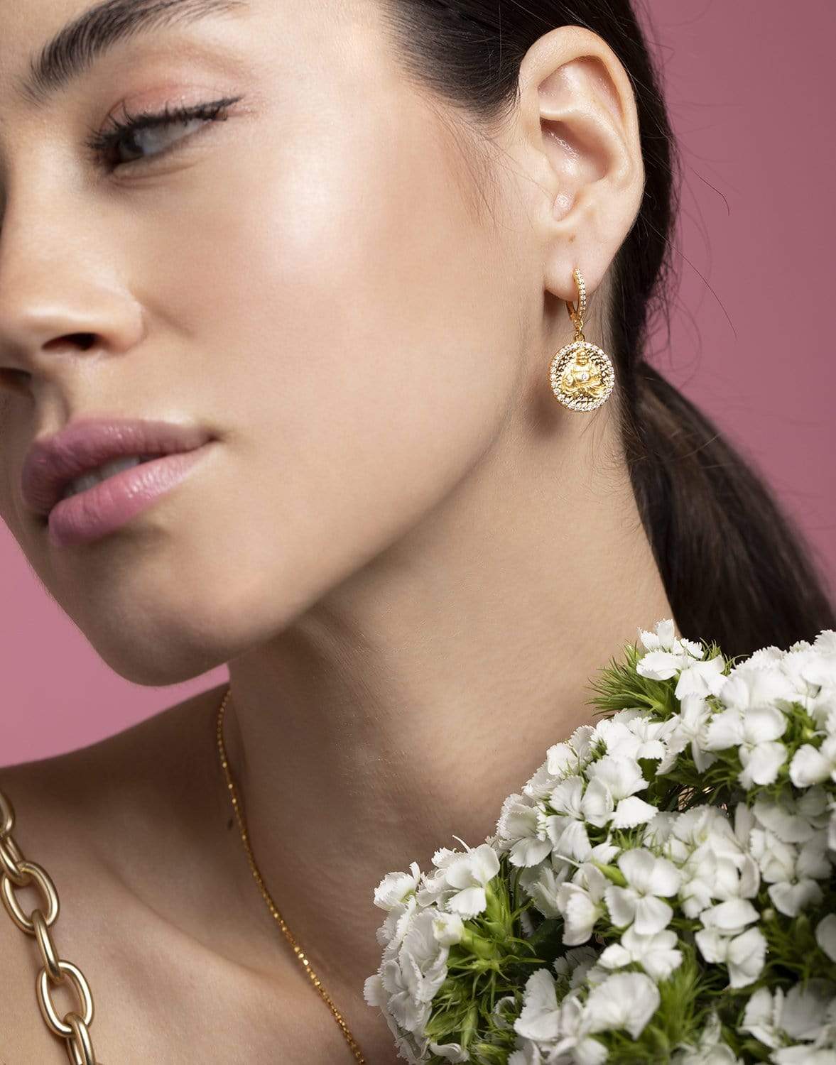 BUDDHA MAMA-Buddha Coin Earrings-YELLOW GOLD