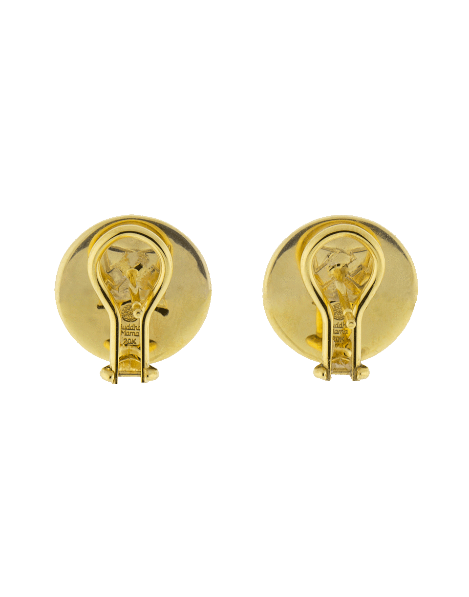 BUDDHA MAMA-Dainty Circle Tile Earrings-YELLOW GOLD