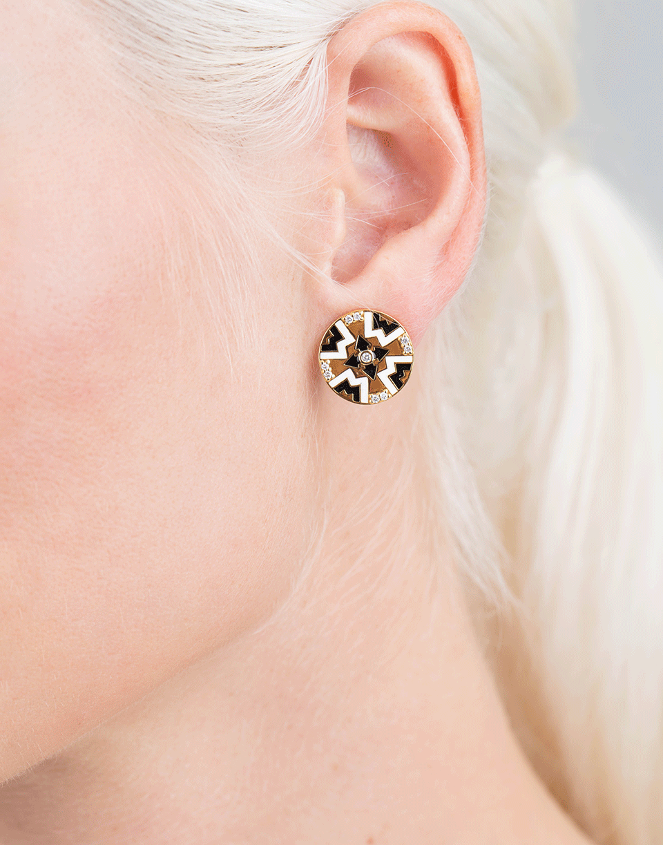 BUDDHA MAMA-Dainty Circle Tile Earrings-YELLOW GOLD