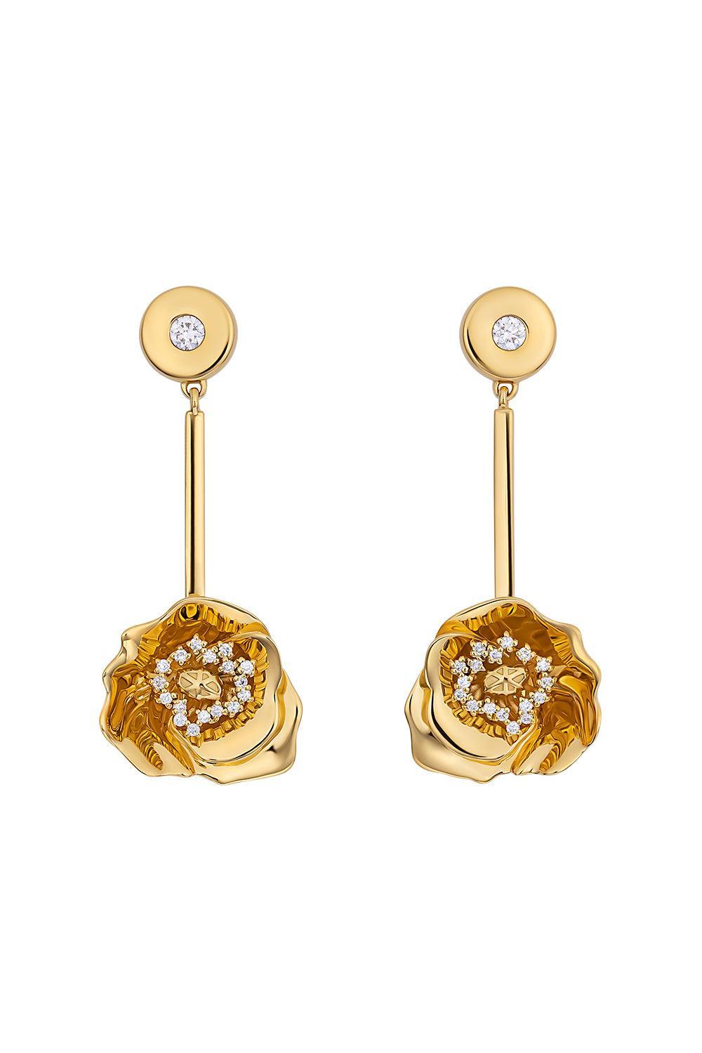Diamond Shirley Poppy Earrings-YELLOW GOLD-JEWELRYFINE JEWELEARRING-BUDDHA MAMA