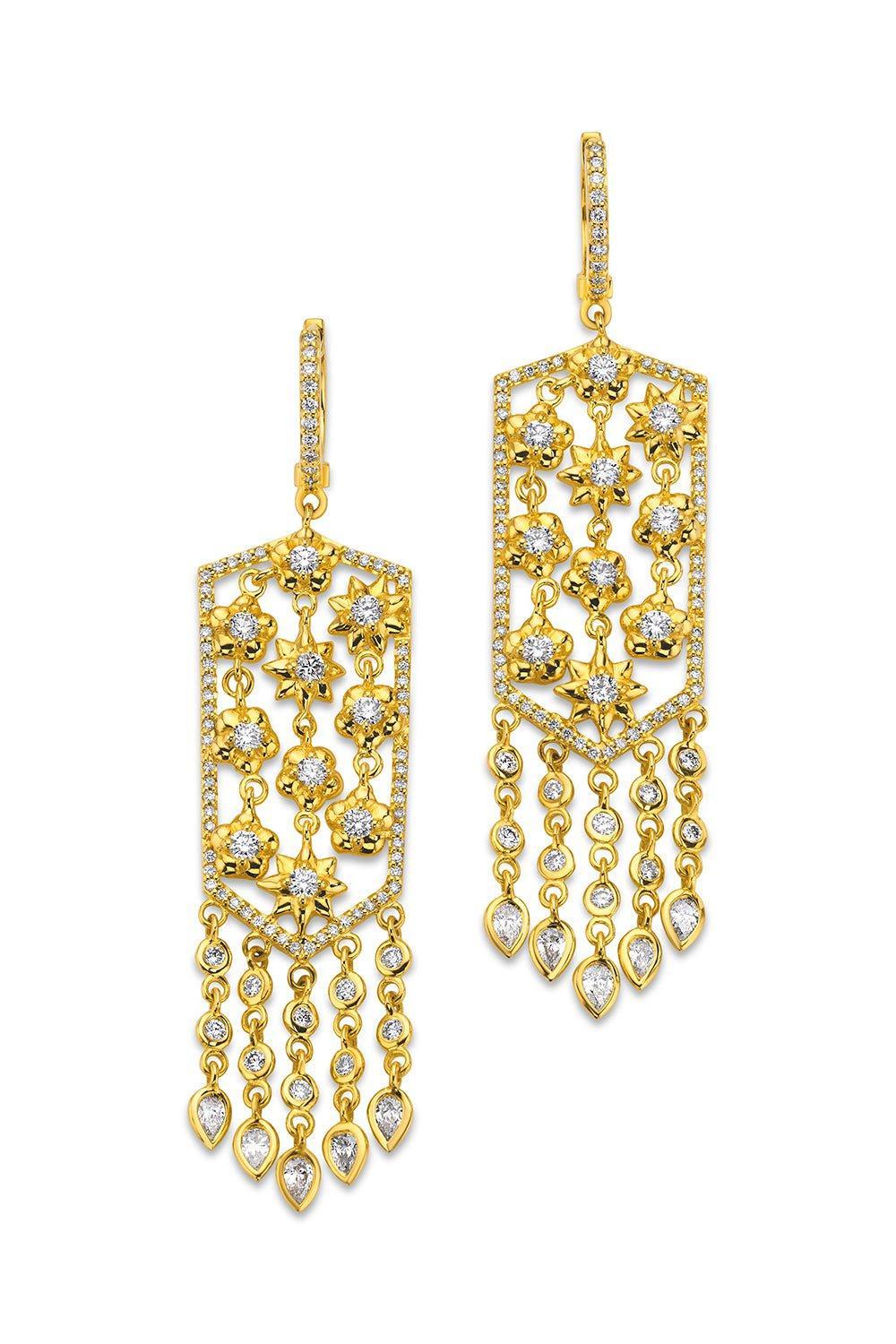 BUDDHA MAMA-Flower Mesh Earrings-YELLOW GOLD