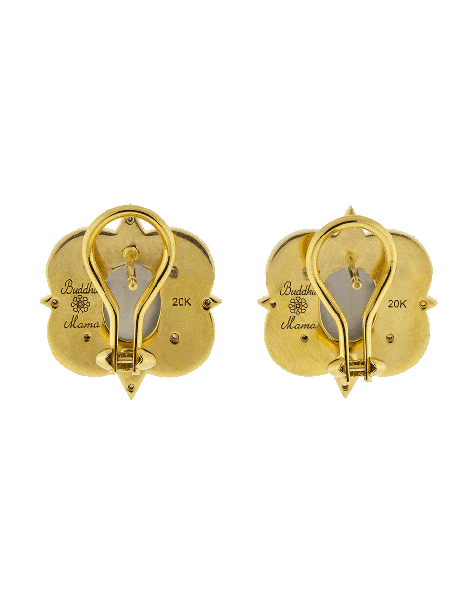BUDDHA MAMA-Grey Moonstone Earrings-YELLOW GOLD