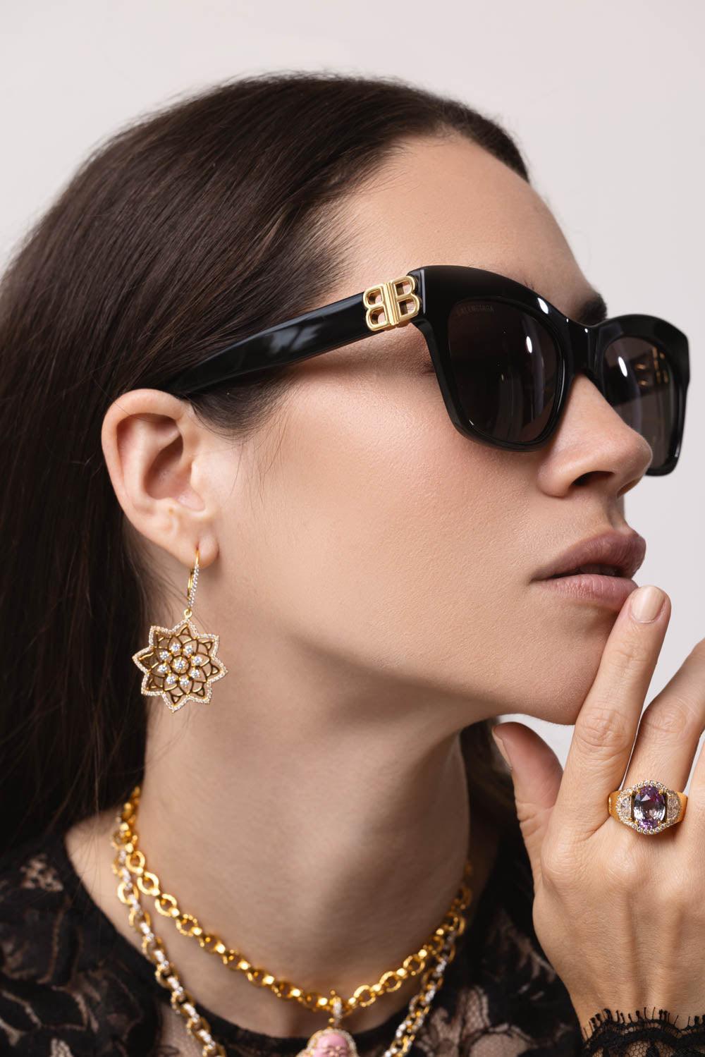 Mandala Diamond Earrings-YELLOW GOLD-JEWELRYFINE JEWELEARRING-BUDDHA MAMA