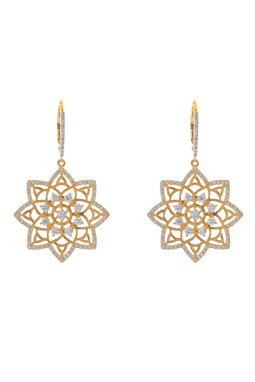 BUDDHA MAMA-Mandala Diamond Earrings-YELLOW GOLD