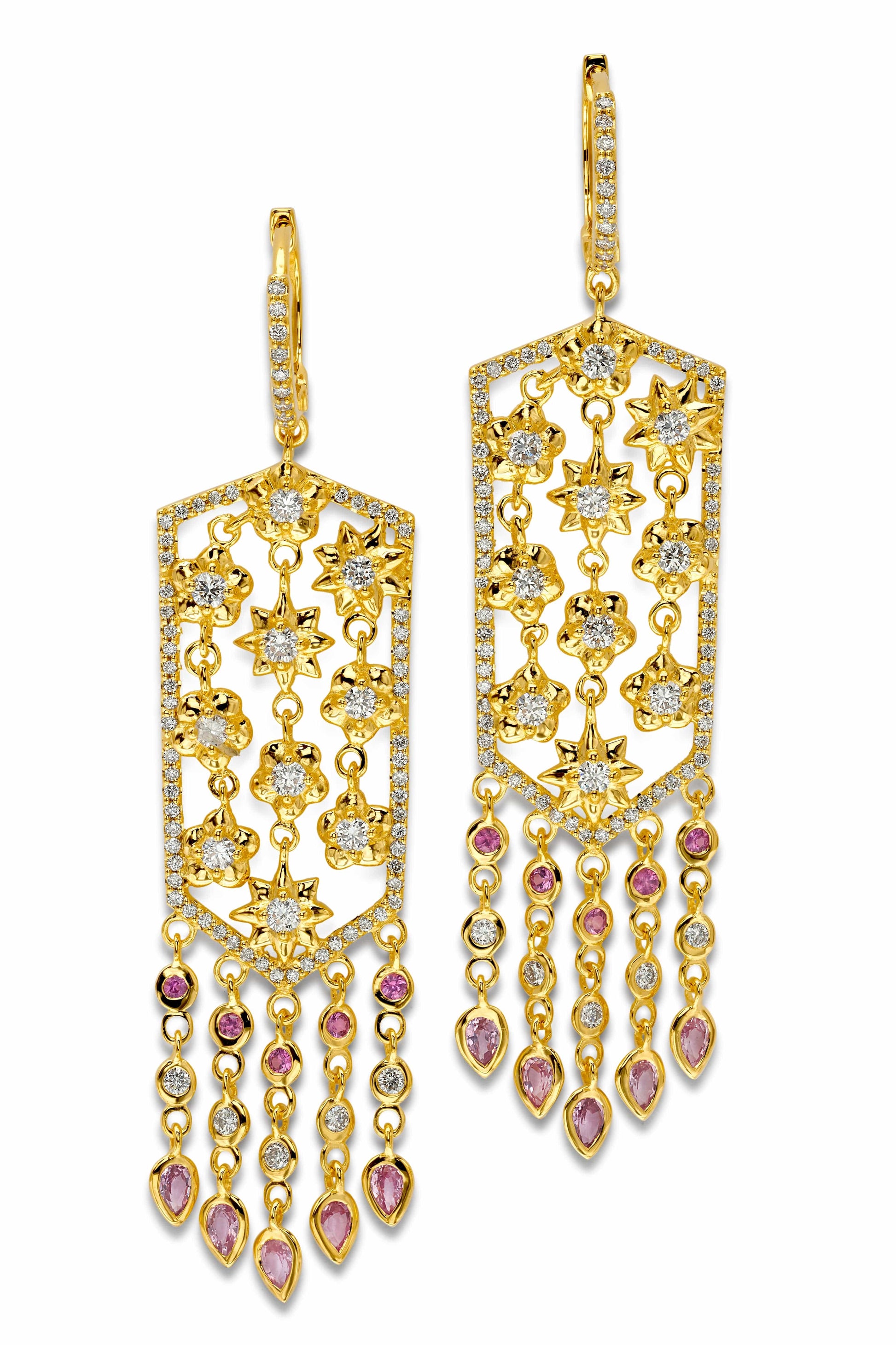 BUDDHA MAMA-Mesh Flower Earrings-YELLOW GOLD