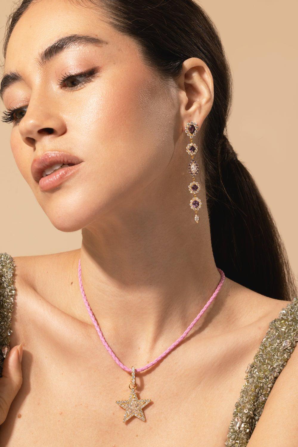 BUDDHA MAMA-Purple Spinel Drop Earrings-YELLOW GOLD