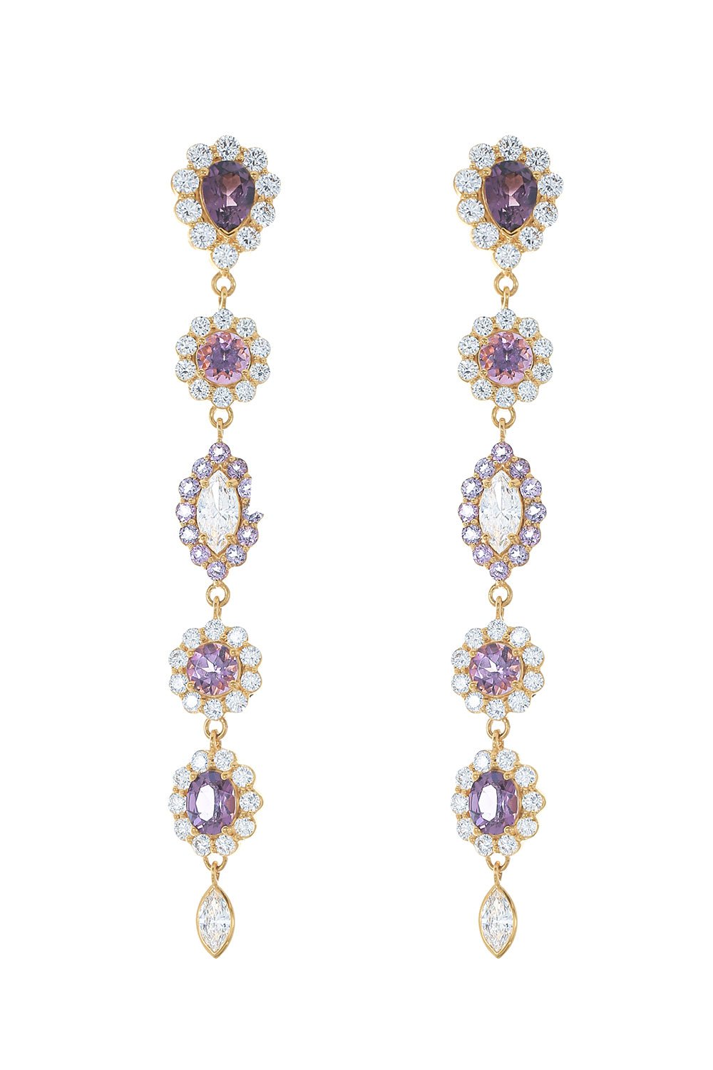 BUDDHA MAMA-Purple Spinel Drop Earrings-YELLOW GOLD