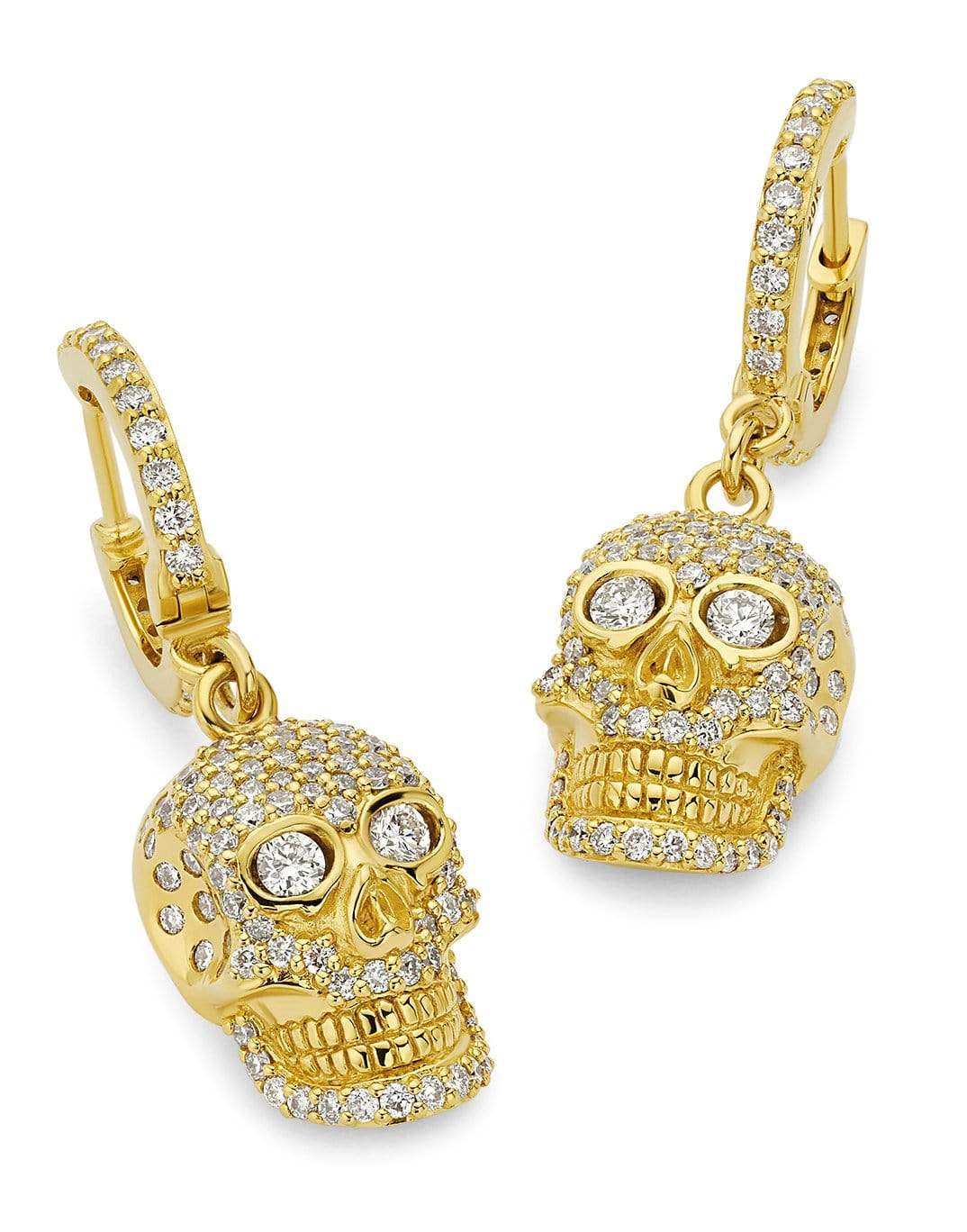 BUDDHA MAMA-Small Pave Skull Earrings-YELLOW GOLD