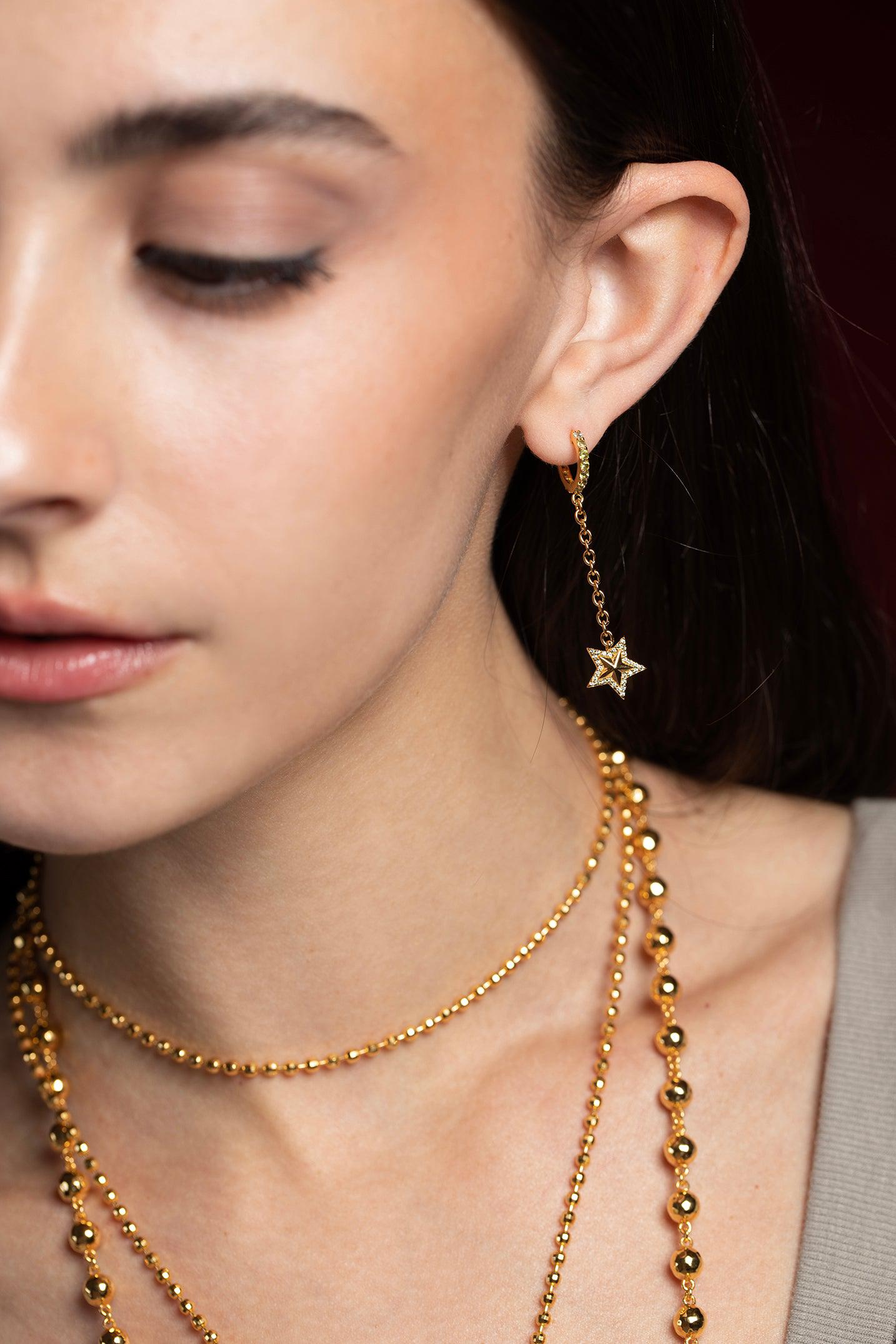 BUDDHA MAMA-Star Drop Earrings-YELLOW GOLD