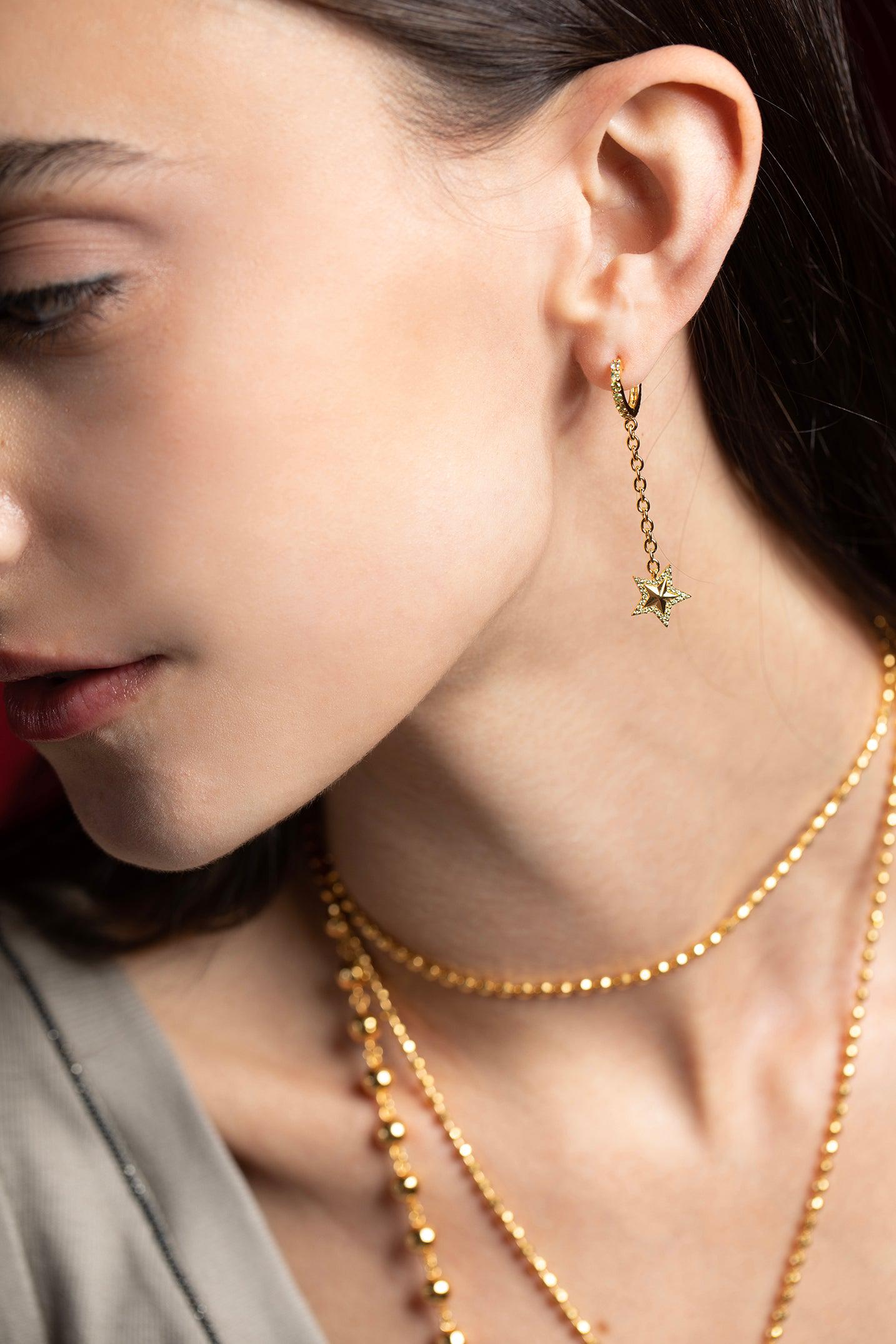 BUDDHA MAMA-Star Drop Earrings-YELLOW GOLD