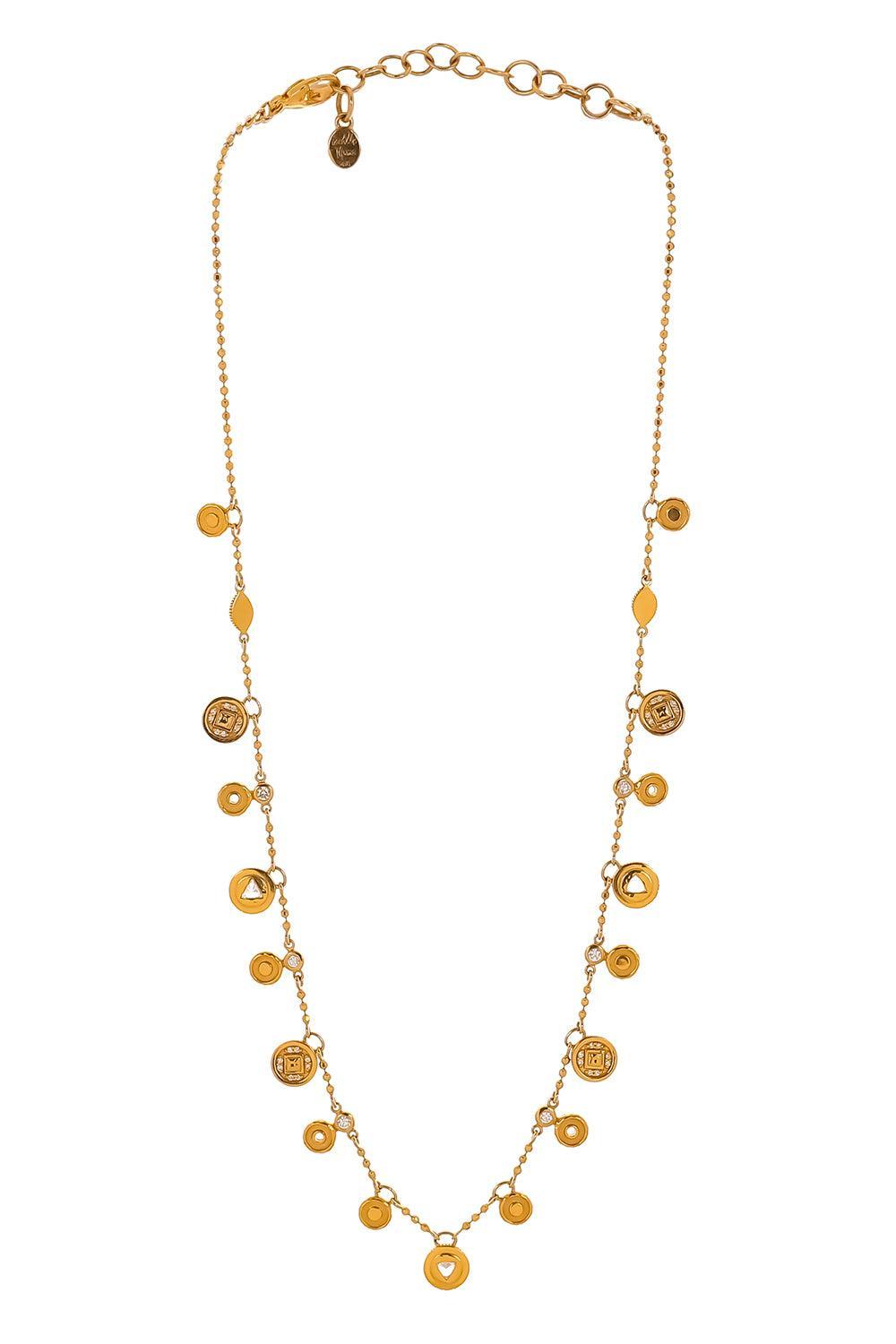 Diamond Coin Necklace-YELLOW GOLD-15-JEWELRYFINE JEWELNECKLACE O-BUDDHA MAMA
