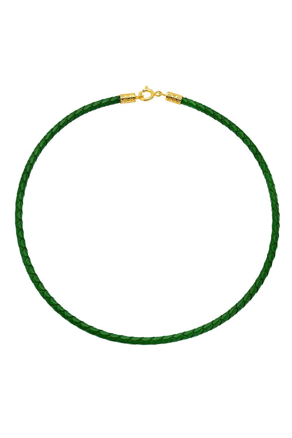 Army Green Cord Necklace-YELLOW GOLD-16-JEWELRYFINE JEWELNECKLACE O-BUDDHA MAMA
