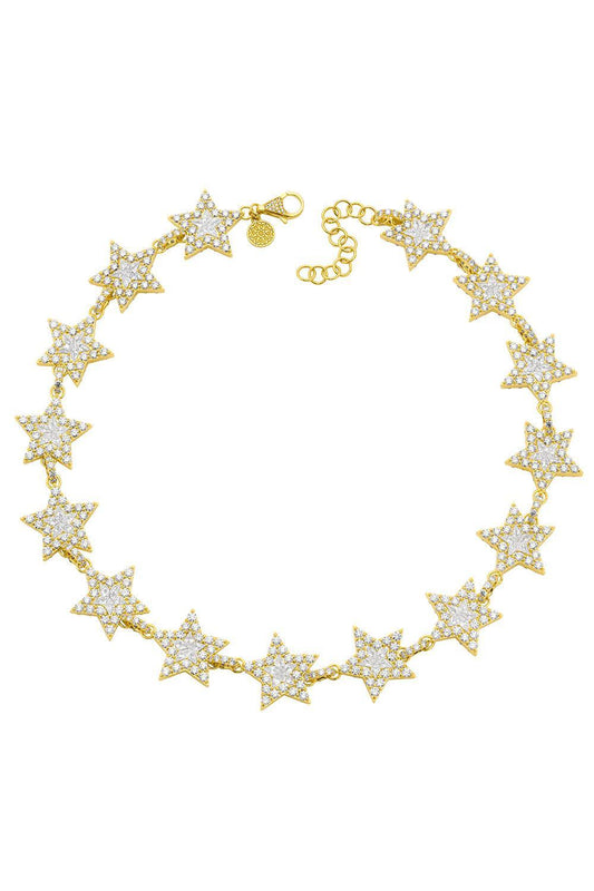 Diamond Double Sided Star Necklace-YELLOW GOLD-18-JEWELRYFINE JEWELNECKLACE O-BUDDHA MAMA