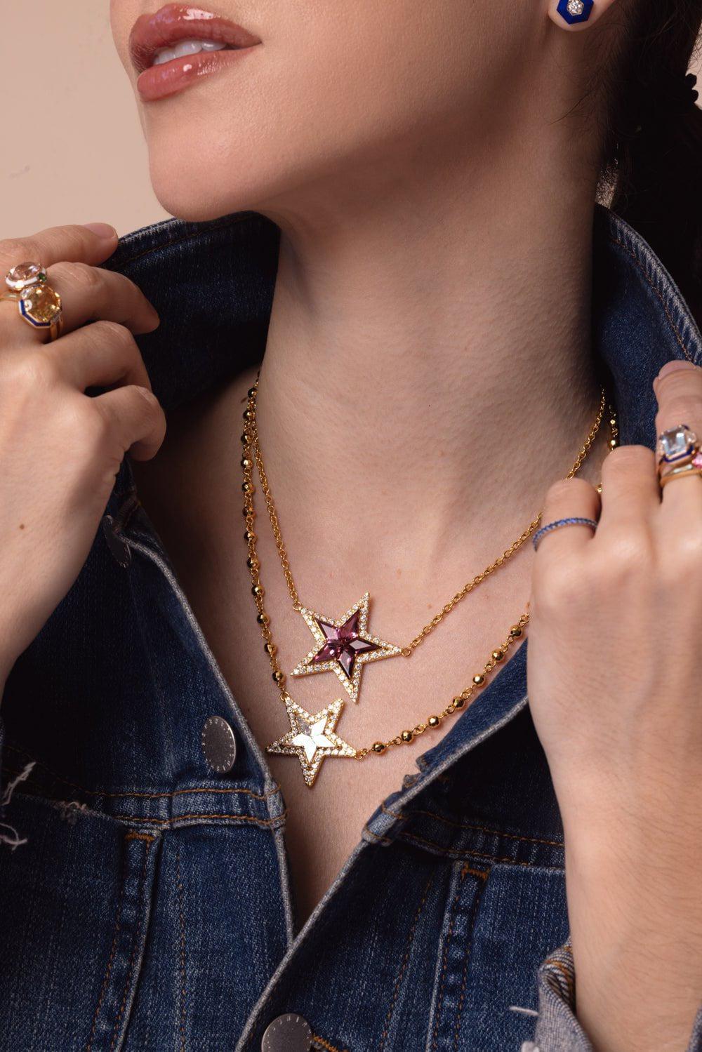 BUDDHA MAMA-Diamond Kite Star Necklace-YELLOW GOLD