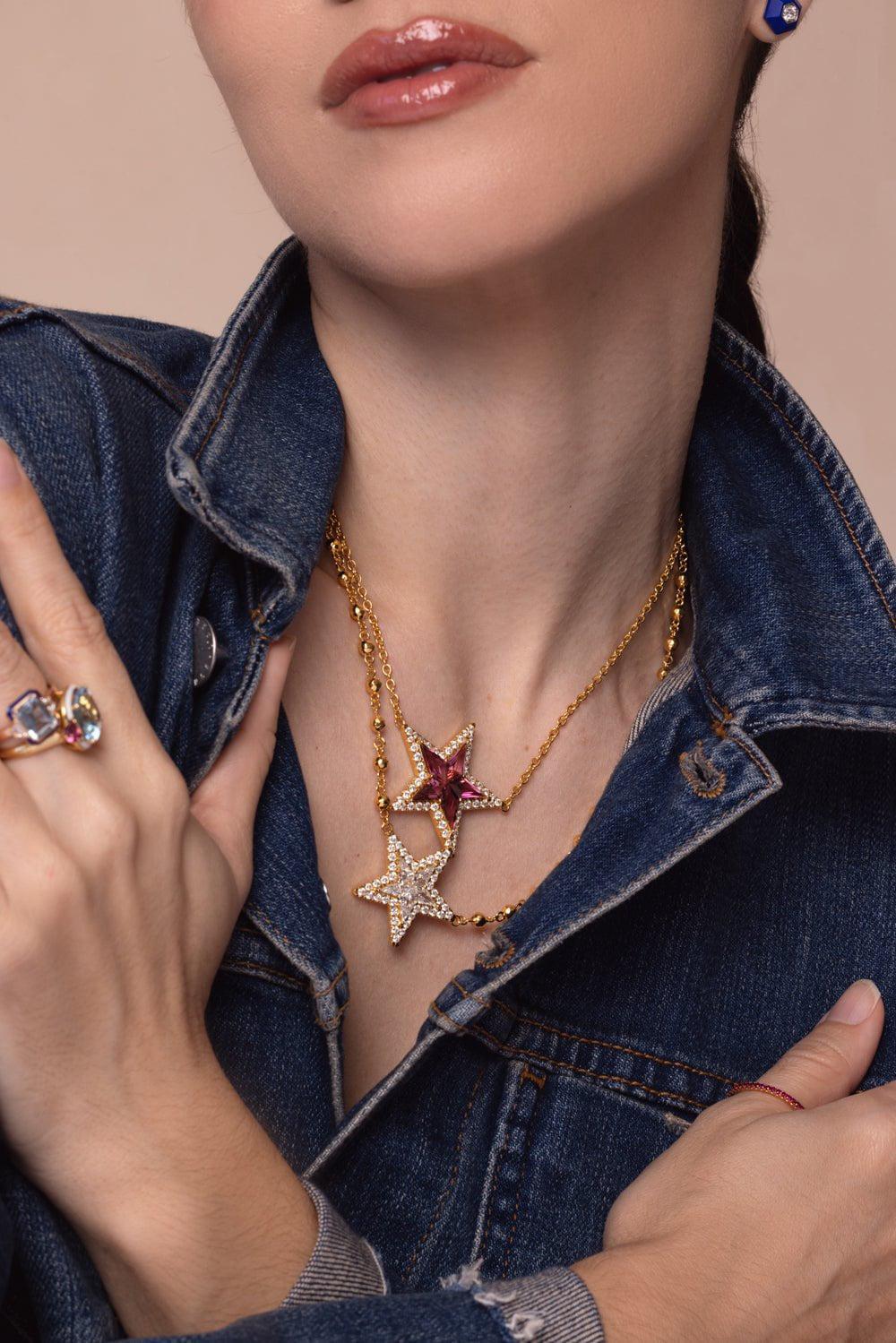 BUDDHA MAMA-Diamond Kite Star Necklace-YELLOW GOLD