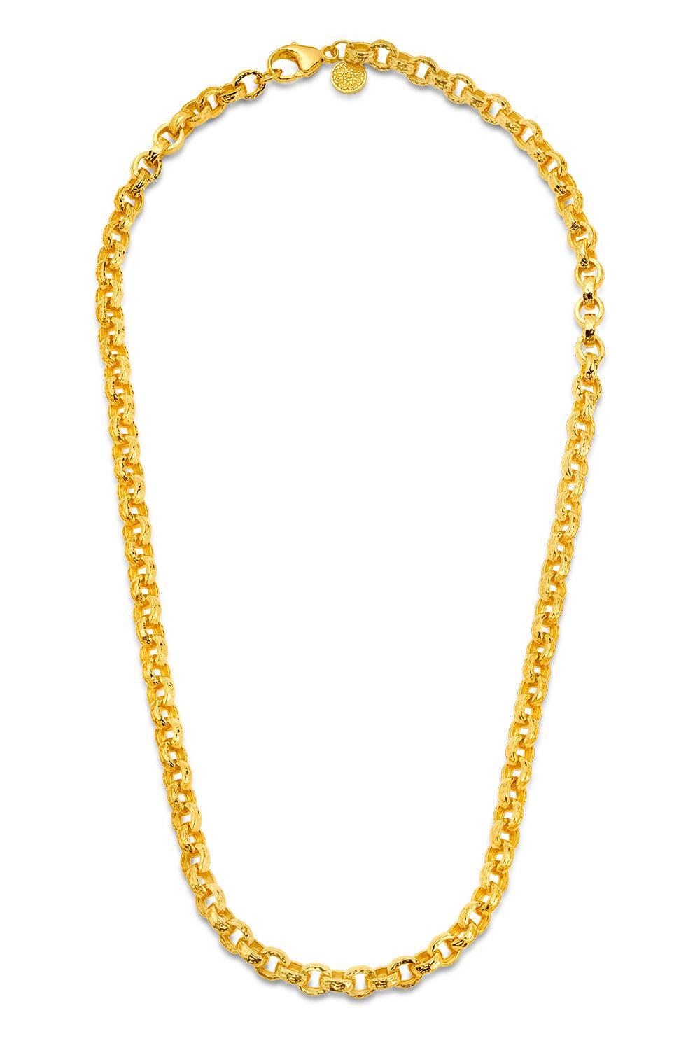 Hammered Link Necklace - 7mm-YELLOW GOLD-20-JEWELRYFINE JEWELNECKLACE O-BUDDHA MAMA