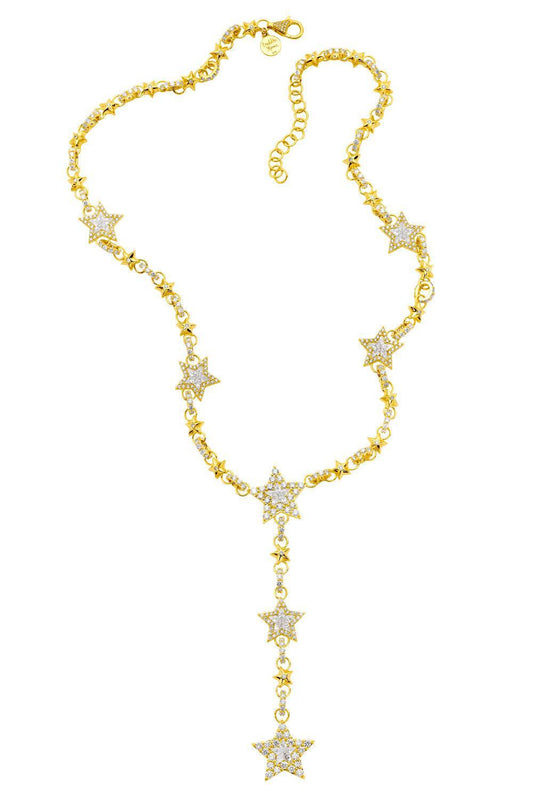 Diamond Star Rosary Necklace-YELLOW GOLD-21-JEWELRYFINE JEWELNECKLACE O-BUDDHA MAMA