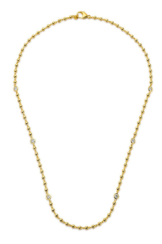 BUDDHA MAMA-Ball Chain Diamond Necklace-YELLOW GOLD