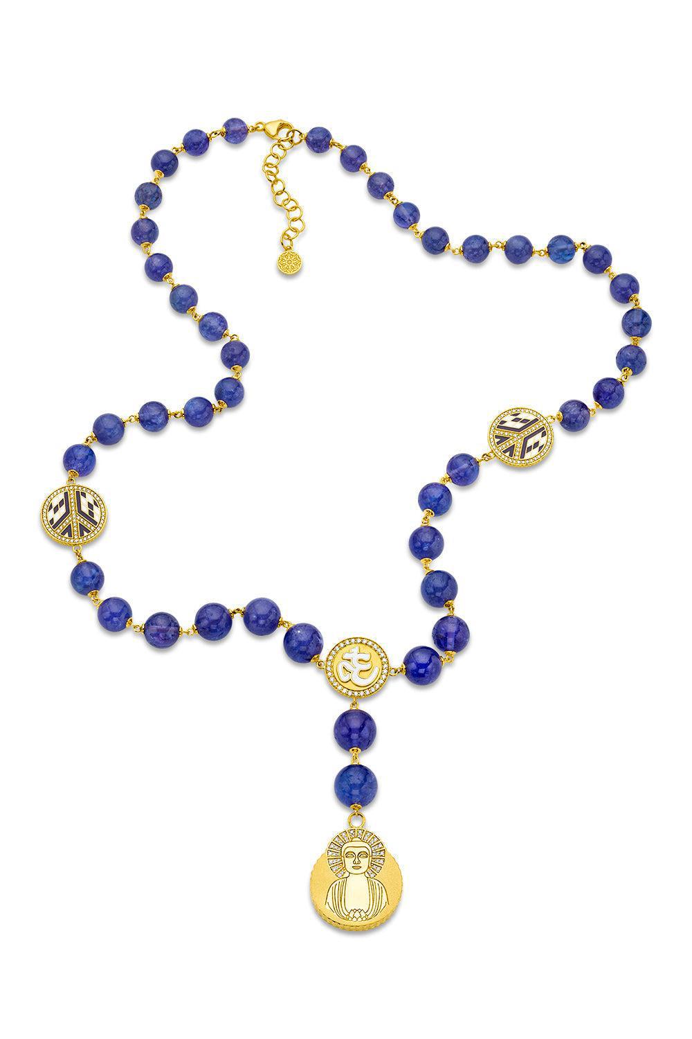 Golden Buddha Tanzanite Necklace-YELLOW GOLD-30-JEWELRYFINE JEWELNECKLACE O-BUDDHA MAMA