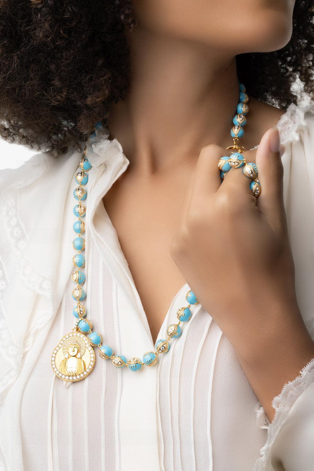 Sky Evil Eye Necklace-YELLOW GOLD-32-JEWELRYFINE JEWELNECKLACE O-BUDDHA MAMA