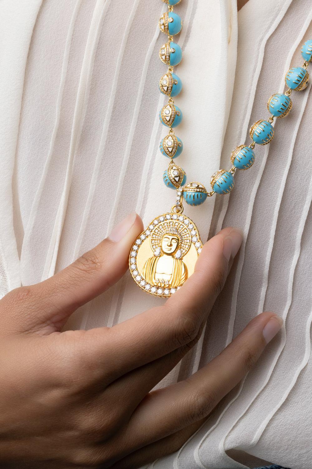 Sky Evil Eye Necklace-YELLOW GOLD-32-JEWELRYFINE JEWELNECKLACE O-BUDDHA MAMA