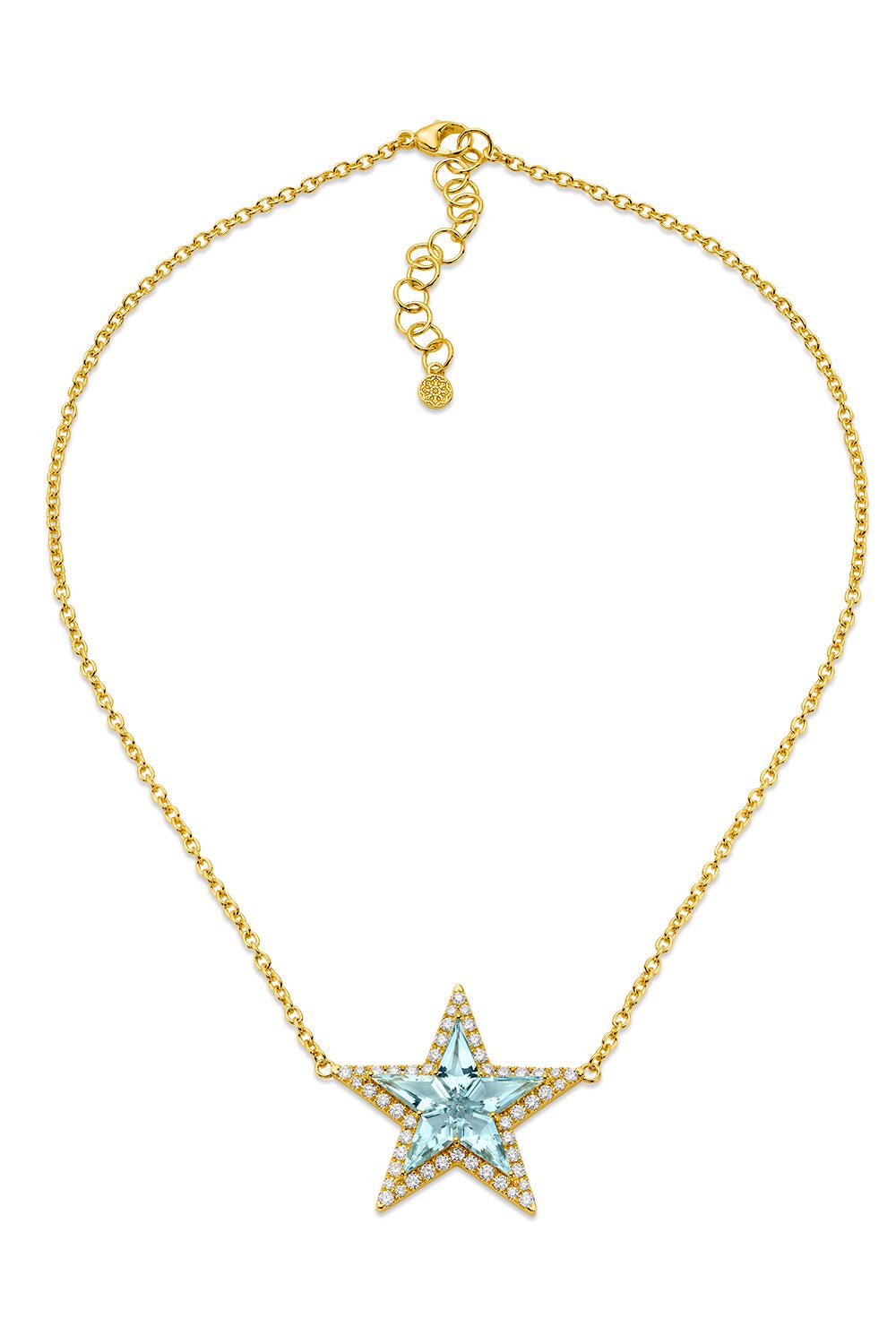 BUDDHA MAMA-Aquamarine Diamond Kite Star Necklace-YELLOW GOLD