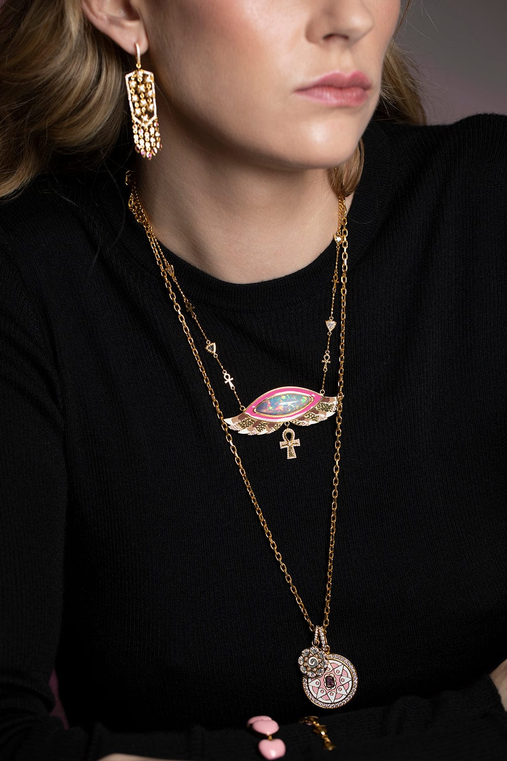 BUDDHA MAMA-Ethiopian Opan Wing Necklace-YELLOW GOLD