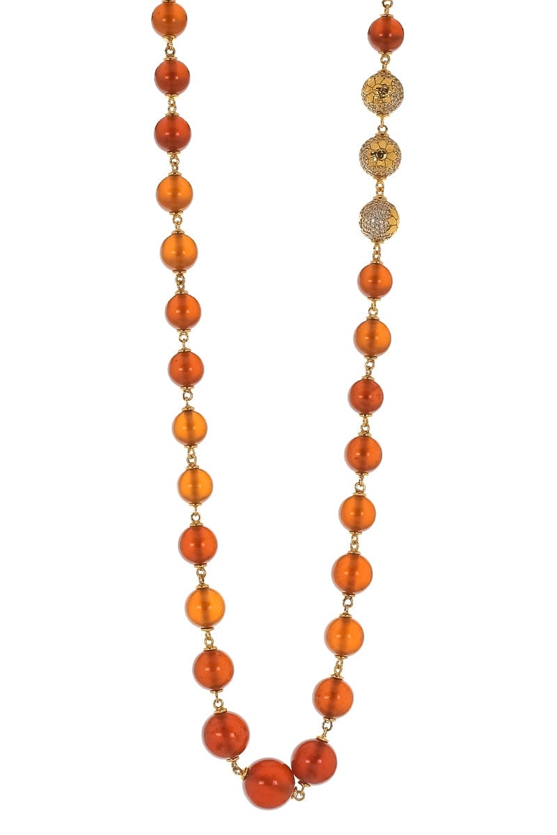 BUDDHA MAMA-Hessonite Garnet Wrap Necklace-YELLOW GOLD