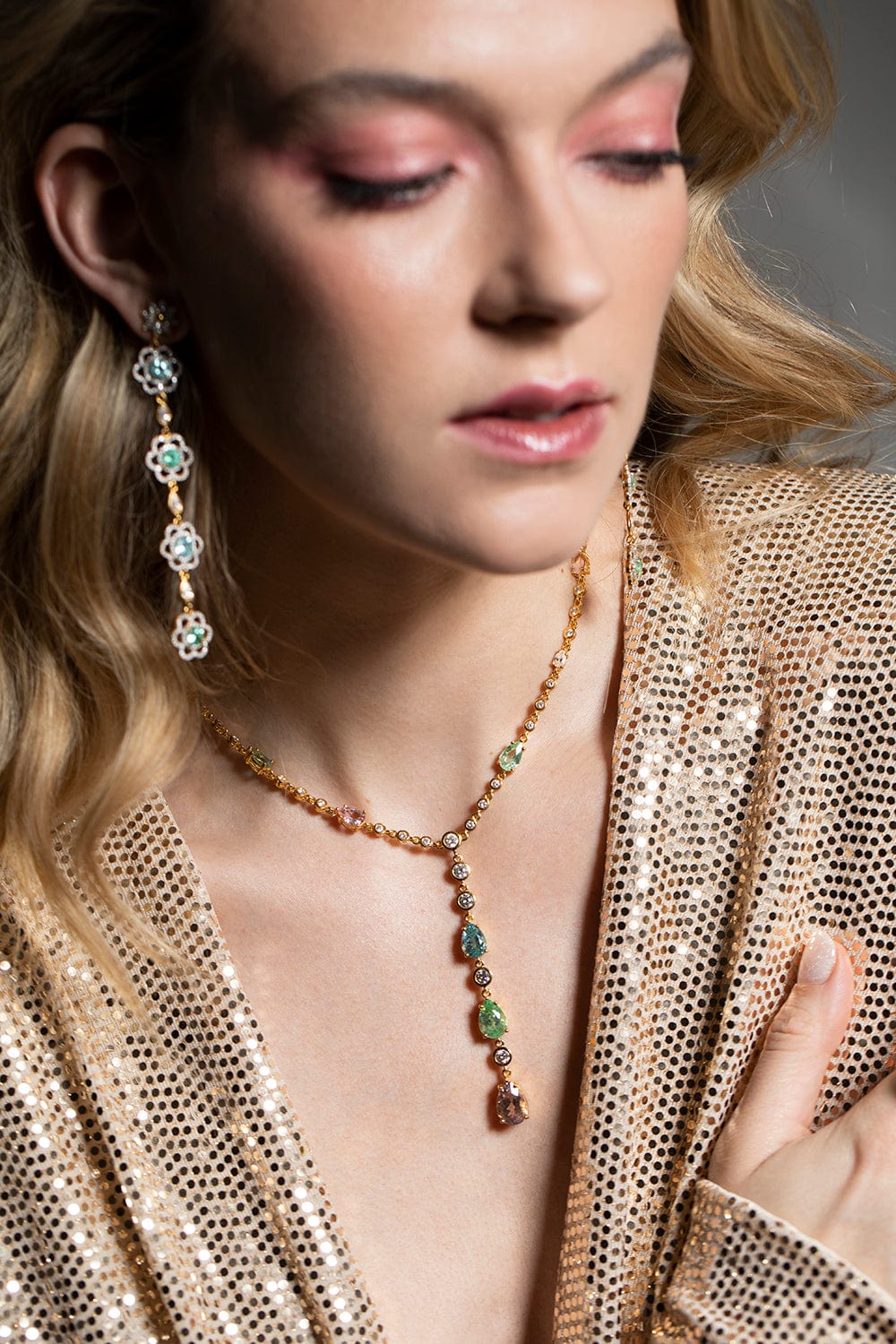 BUDDHA MAMA-Paraiba Lariat Necklace-YELLOW GOLD