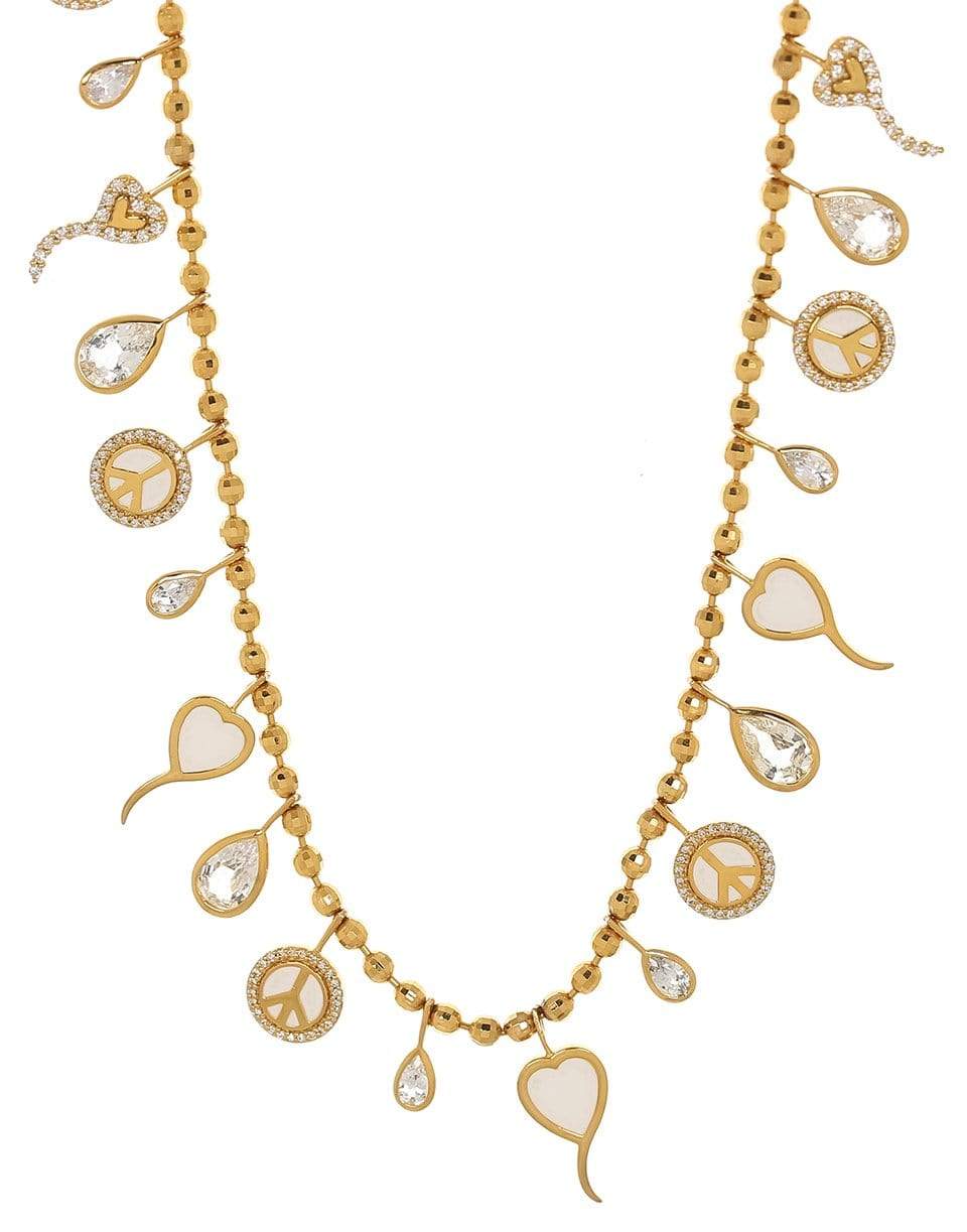BUDDHA MAMA-Peace Sign Charm Necklace-YELLOW GOLD