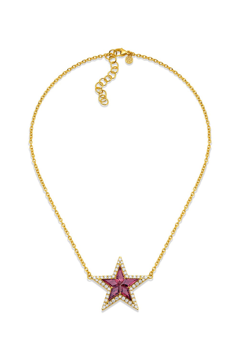 BUDDHA MAMA-Pink Tourmaline Kite Star Necklace-YELLOW GOLD