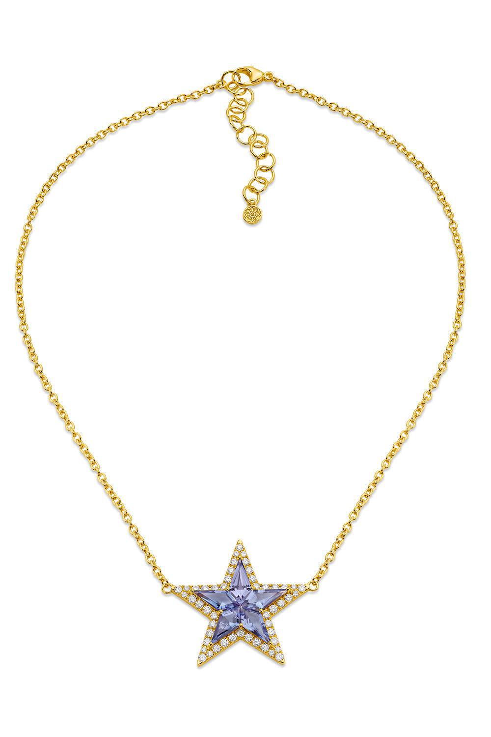 BUDDHA MAMA-Tanzanite Diamond Star Necklace-YELLOW GOLD