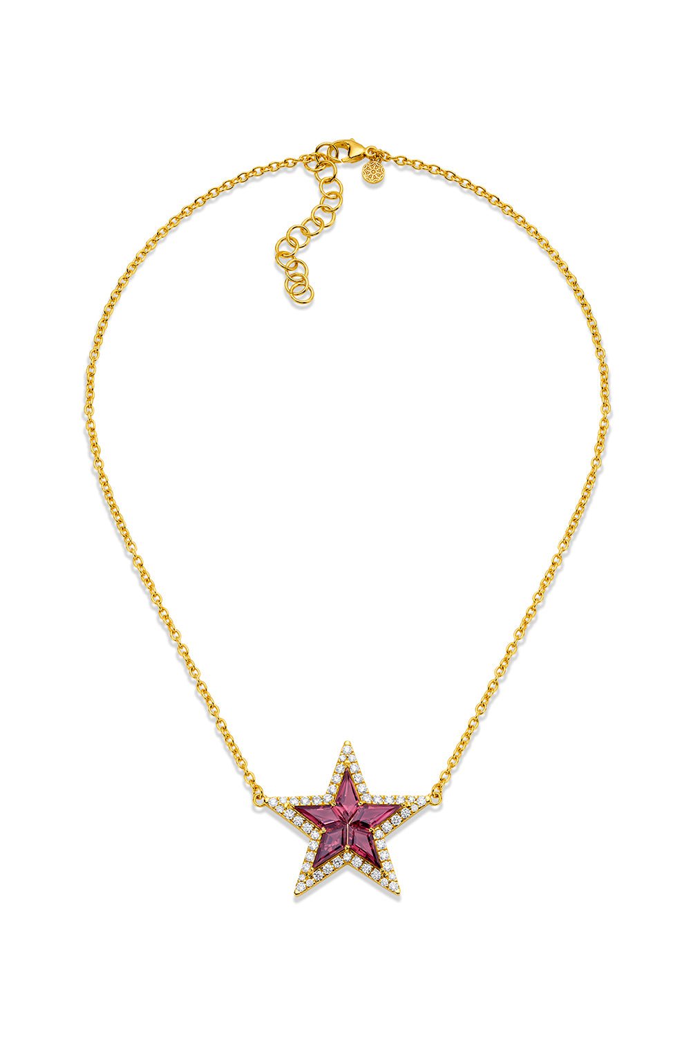 BUDDHA MAMA-Pink Tourmaline Kite Star Necklace-YELLOW GOLD