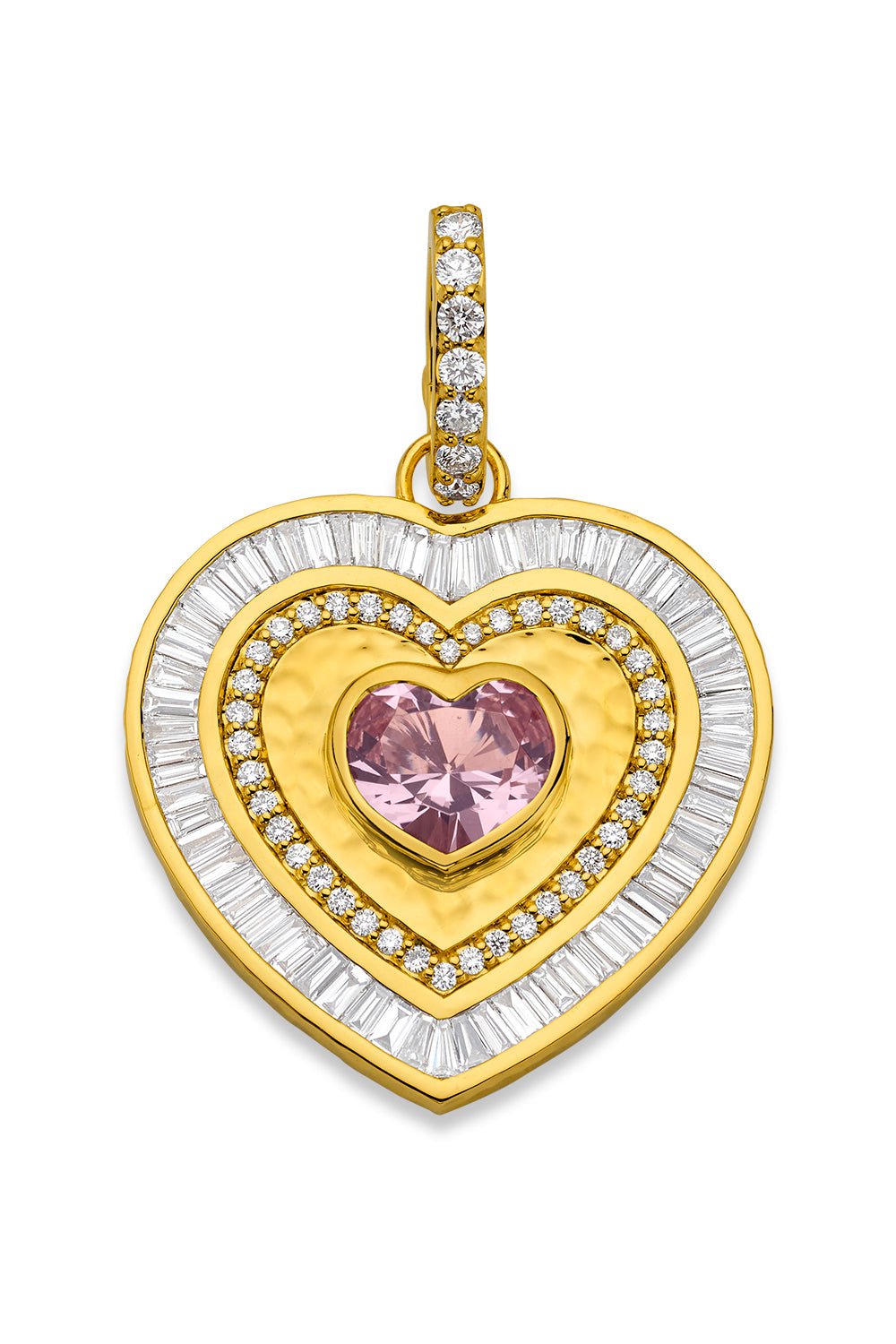 BUDDHA MAMA-Fancy Cut Diamond Heart Pendant-YELLOW GOLD