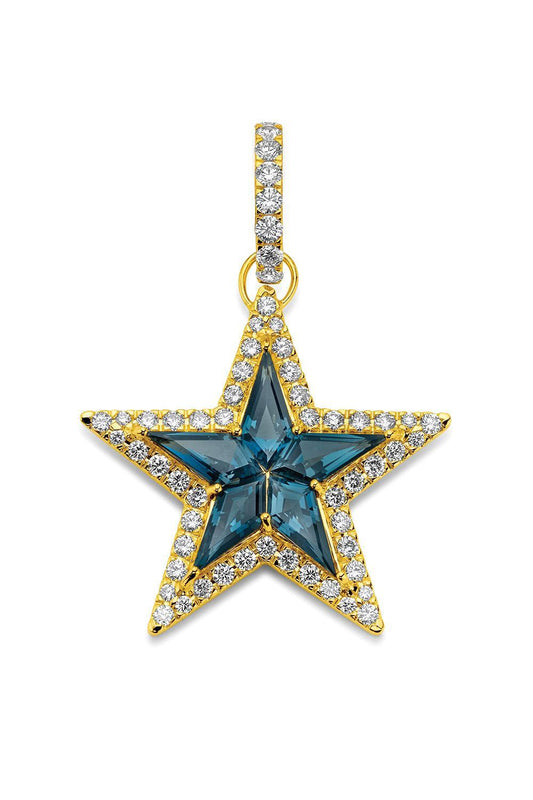Blue Topaz Diamond Kite Star Pendant-YELLOW GOLD-JEWELRYFINE JEWELPENDANT-BUDDHA MAMA