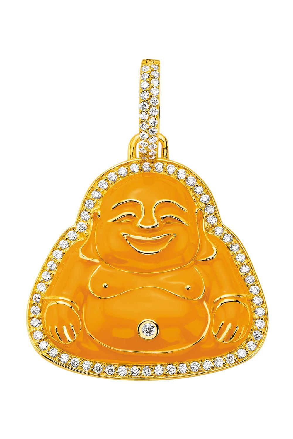 Diamond Clementine Happy Budhha Pendant-YELLOW GOLD-JEWELRYFINE JEWELPENDANT-BUDDHA MAMA