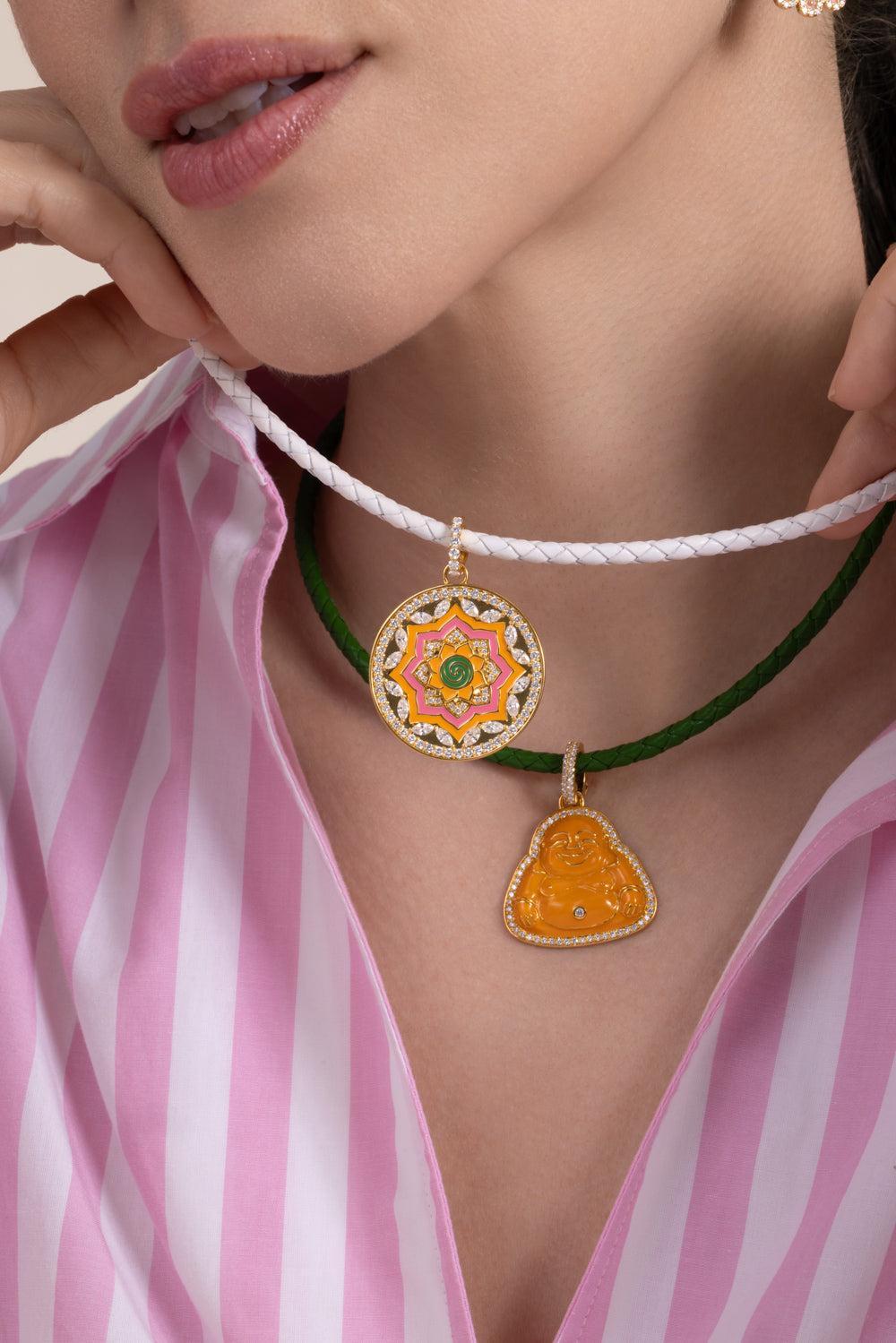 Diamond Clementine Mandala Pendant-YELLOW GOLD-JEWELRYFINE JEWELPENDANT-BUDDHA MAMA
