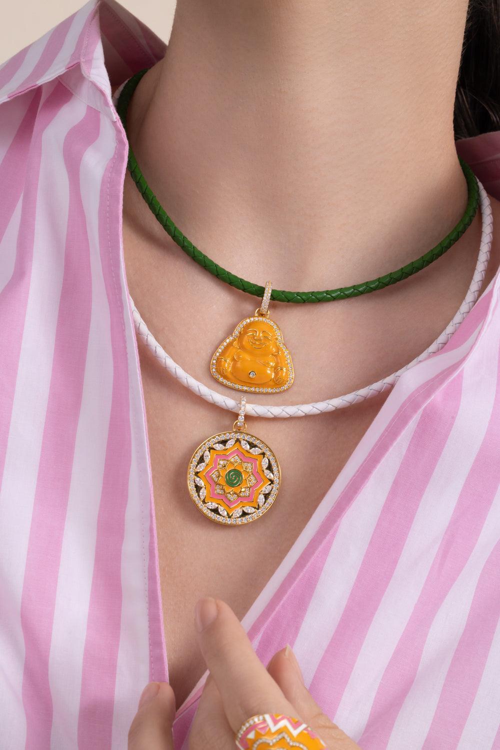 Diamond Clementine Mandala Pendant-YELLOW GOLD-JEWELRYFINE JEWELPENDANT-BUDDHA MAMA