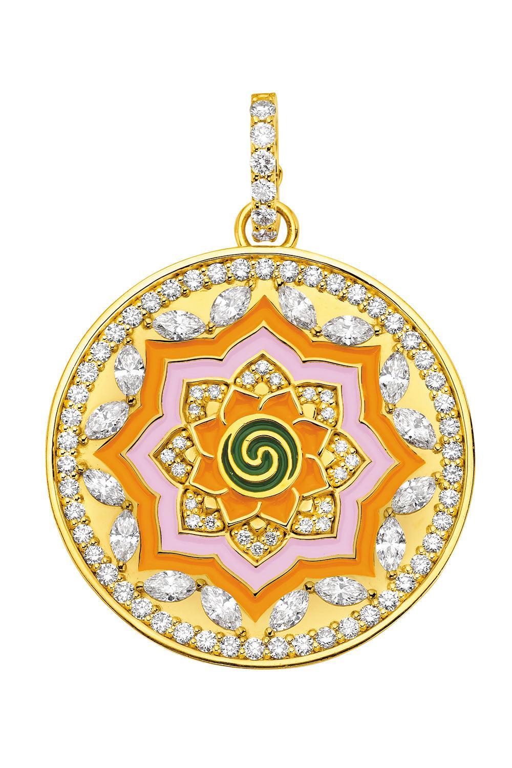 Diamond Clementine Mandala Pendant-YELLOW GOLD-JEWELRYFINE JEWELPENDANT-BUDDHA MAMA