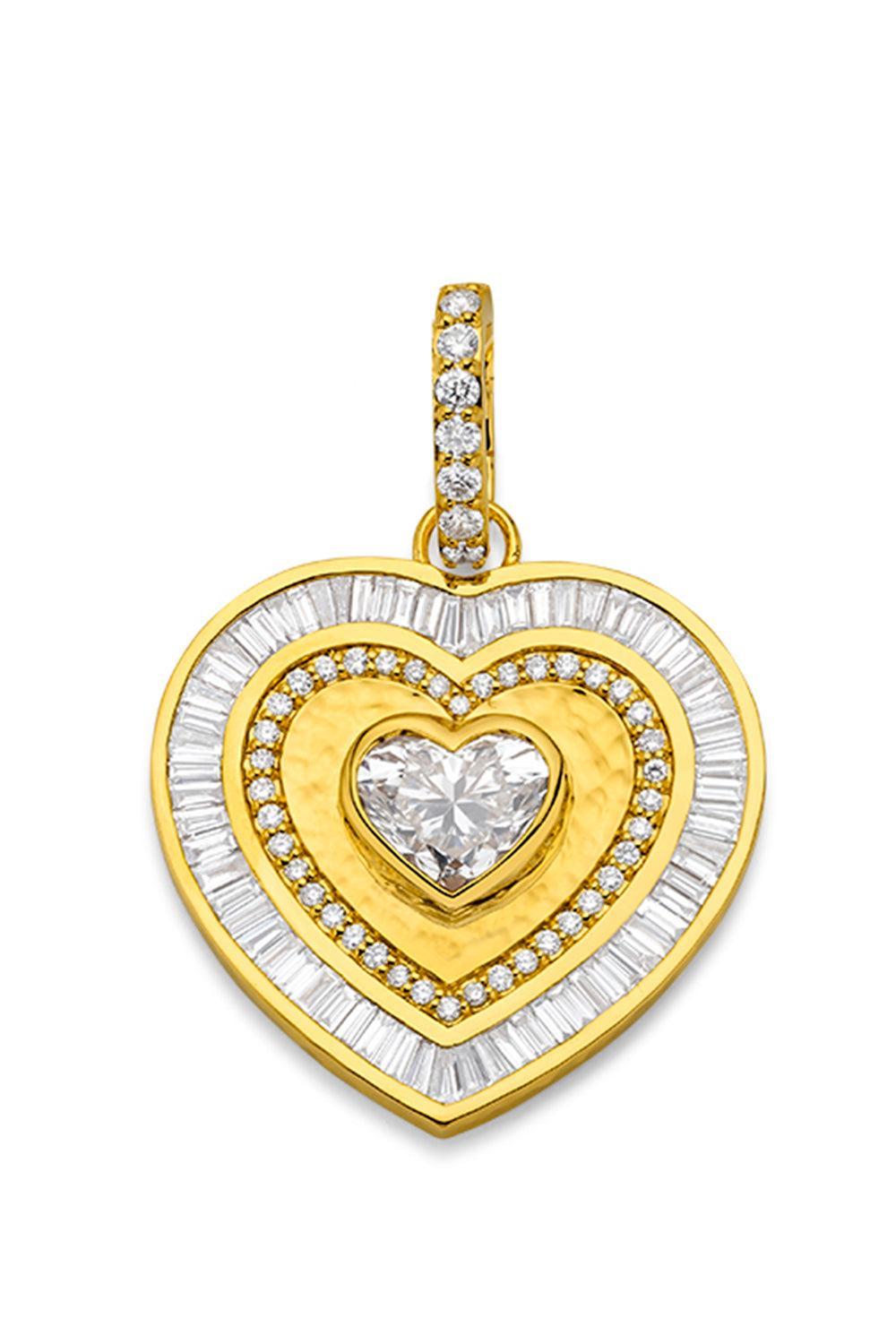 Diamond Fancy Cut Heart Pendant-YELLOW GOLD-JEWELRYFINE JEWELPENDANT-BUDDHA MAMA