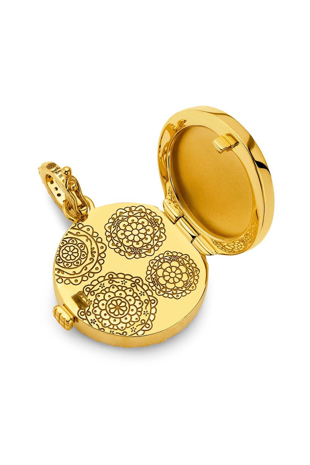 Diamond Mandala Locket-YELLOW GOLD-JEWELRYFINE JEWELPENDANT-BUDDHA MAMA