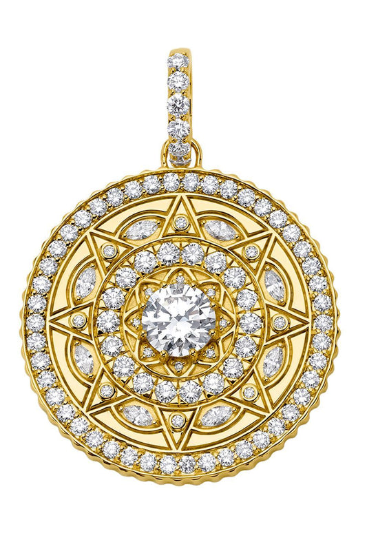 Diamond Mandala Pendant-YELLOW GOLD-JEWELRYFINE JEWELPENDANT-BUDDHA MAMA