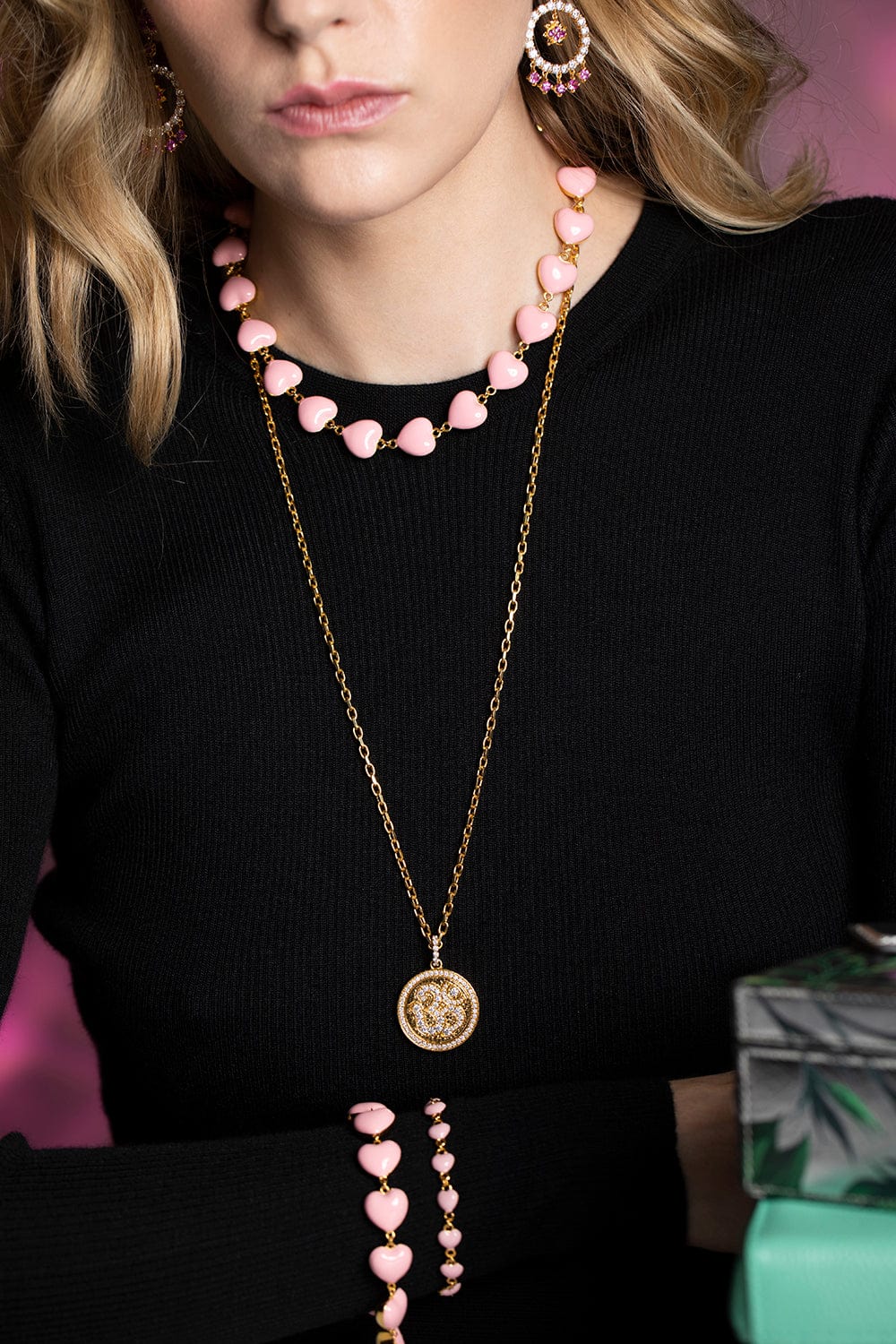 BUDDHA MAMA-Diamond Om Coin Pendant-YELLOW GOLD