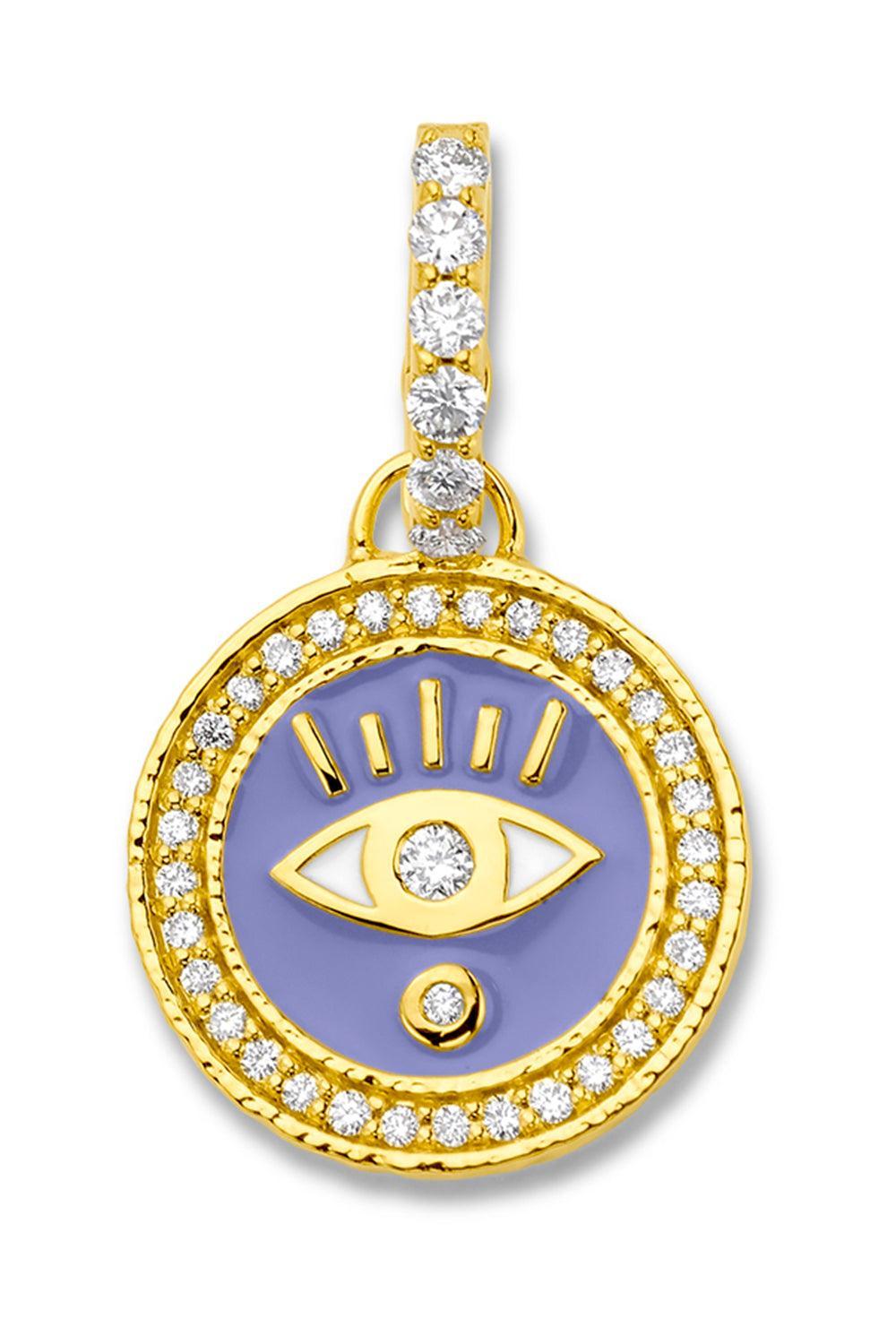 Diamond Periwinkle Evil Eye Pendant-YELLOW GOLD-JEWELRYFINE JEWELPENDANT-BUDDHA MAMA
