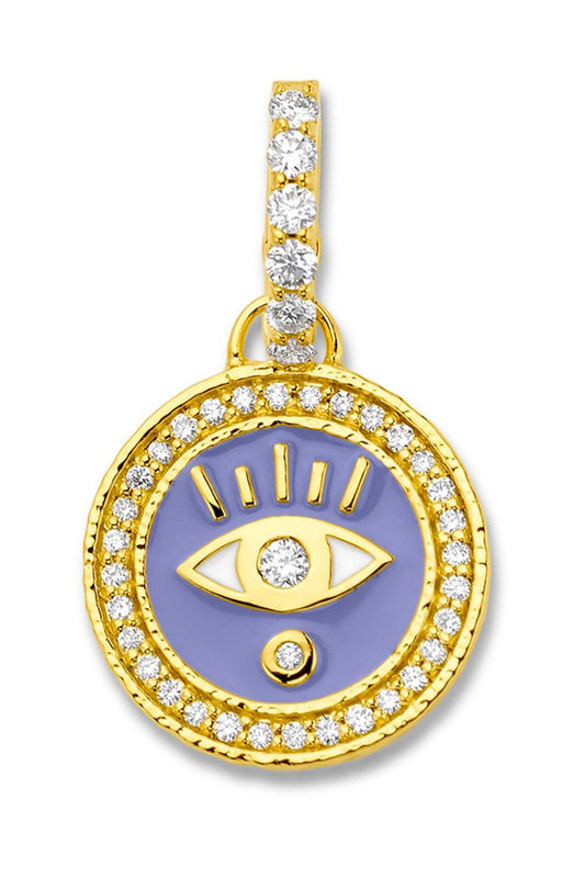 Diamond Periwinkle Evil Eye Pendant-YELLOW GOLD-JEWELRYFINE JEWELPENDANT-BUDDHA MAMA