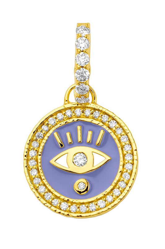Diamond Periwinkle Evil Eye Pendant-YELLOW GOLD-JEWELRYFINE JEWELPENDANT-BUDDHA MAMA