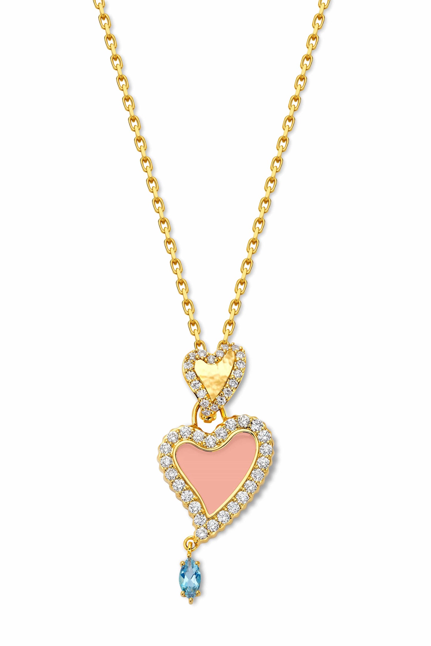 BUDDHA MAMA-Diamond Pink Heart Pendant-YELLOW GOLD