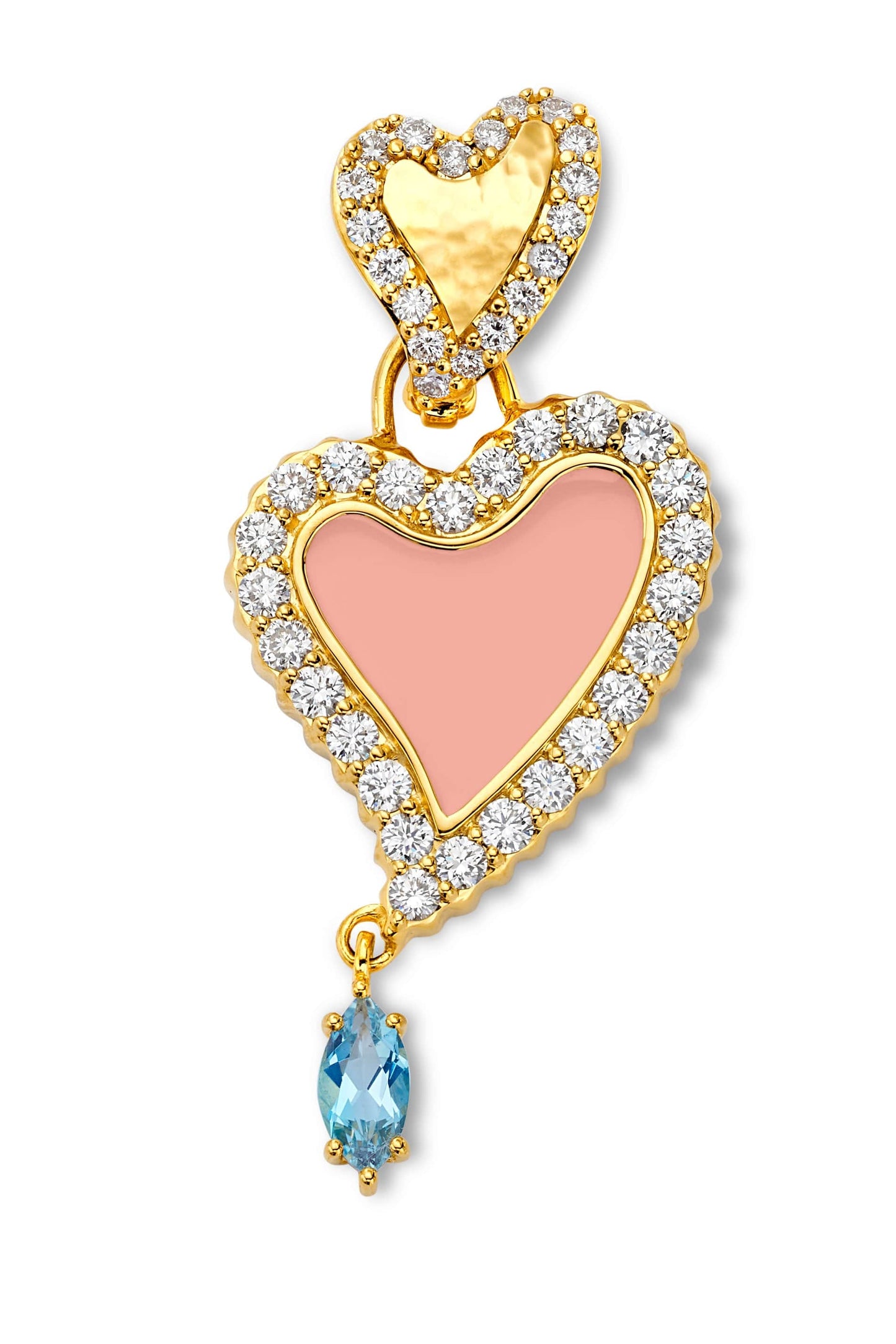 BUDDHA MAMA-Diamond Pink Heart Pendant-YELLOW GOLD