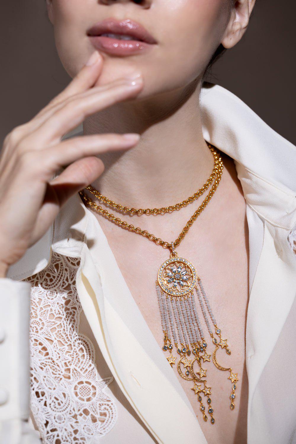 BUDDHA MAMA-Dream Catcher Pendant-YELLOW GOLD