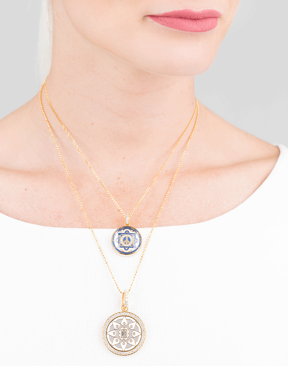 BUDDHA MAMA-Large Tile Coin Pendant-YELLOW GOLD